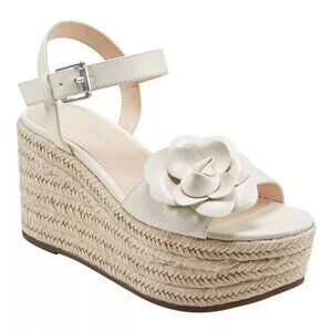 Marc Fisher Womens 10M Ivory White Platforms Wedges Espadrilles Sandals Shoes
